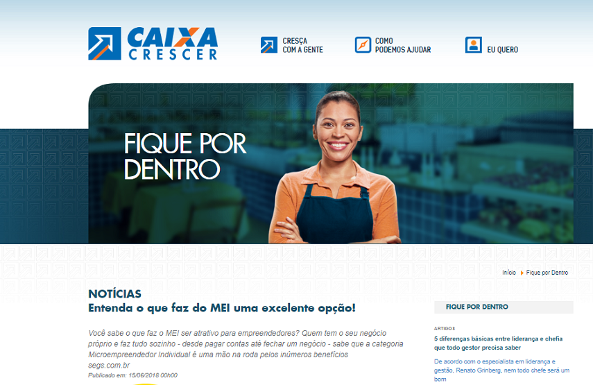 Contabfácil é destaque no site do CAIXA CRESCER